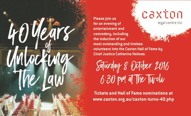 Invitation to Caxton 40th Celebration Click to book
