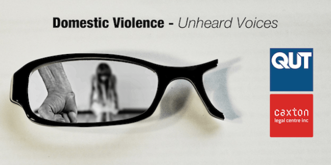 Image of a frightened woman seen through broken spectacles