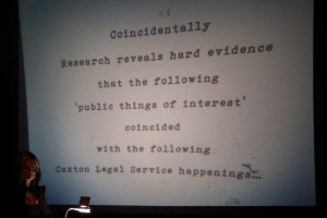 Madame Lark and her overhead projections coincidences