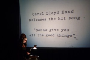 Madame Lark and her overhead projections Carol Lloyd song "Gonna Give You All The Good Things"